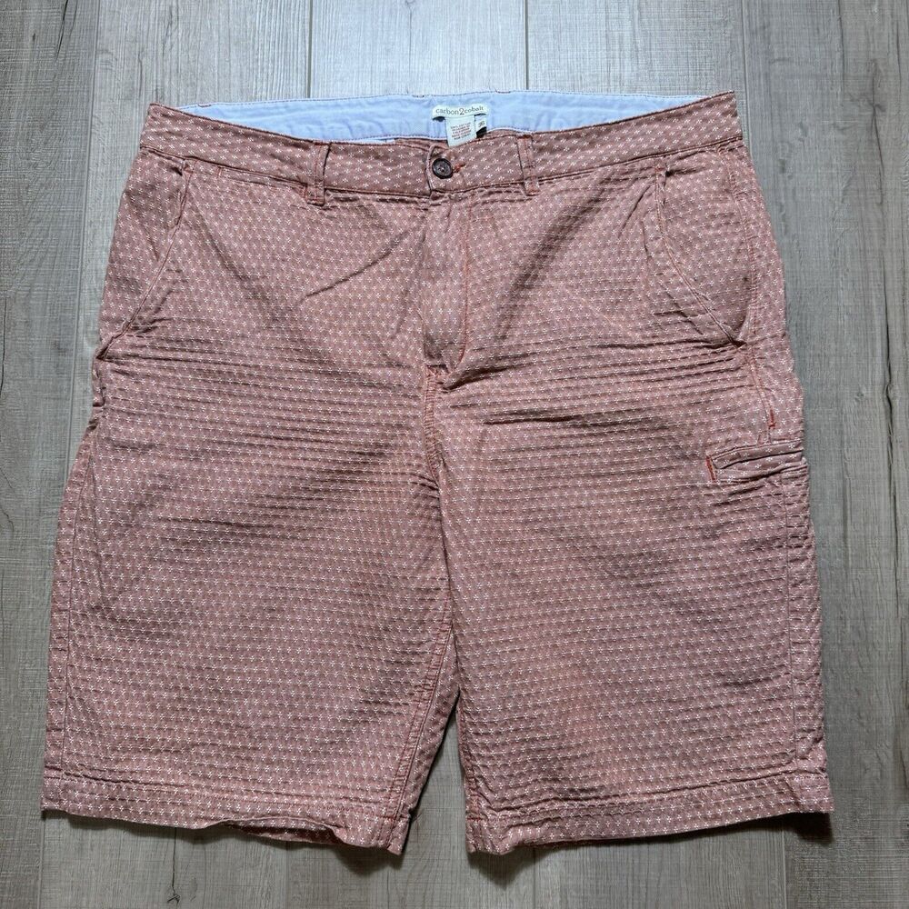 Carbon 2 Cobalt Men’s 36 Chino Shorts Flat Front  Cotton Orange